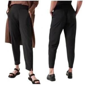 ATHLETA Brooklyn Pants Size 14p Stretch Mid Rise Ankle Crop 7/8 Black Casual